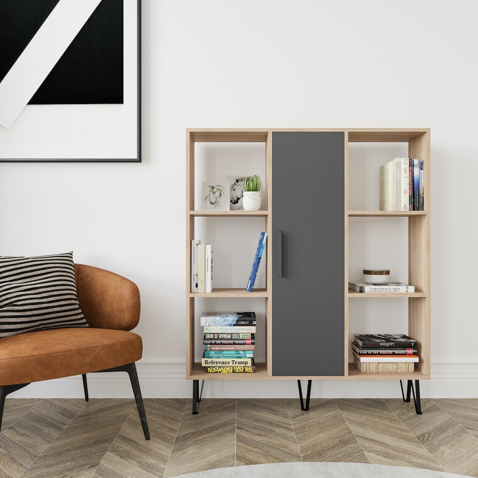 image 1 of Decorotika Peoria 6 Shelves and a Cabinet Bookcase