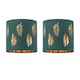 image 1 of Set of 2 Fern - Dark Green Cut Out 15.5cm Table Lamp Shades | Green | Gold | Small | 2
