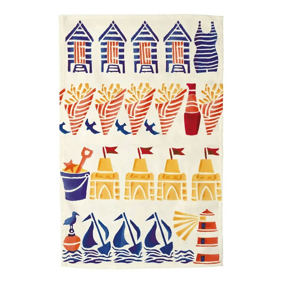 image 1 of Tea Towel: 1 x Emma Bridgewater Seaside Icons Tea Towel, 100% Cotton White