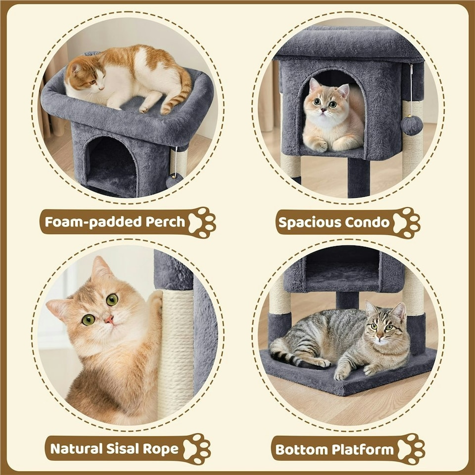 image 1 of Yaheetech 59 cm 2-Level Cat Tree with Condo Dark Grey
