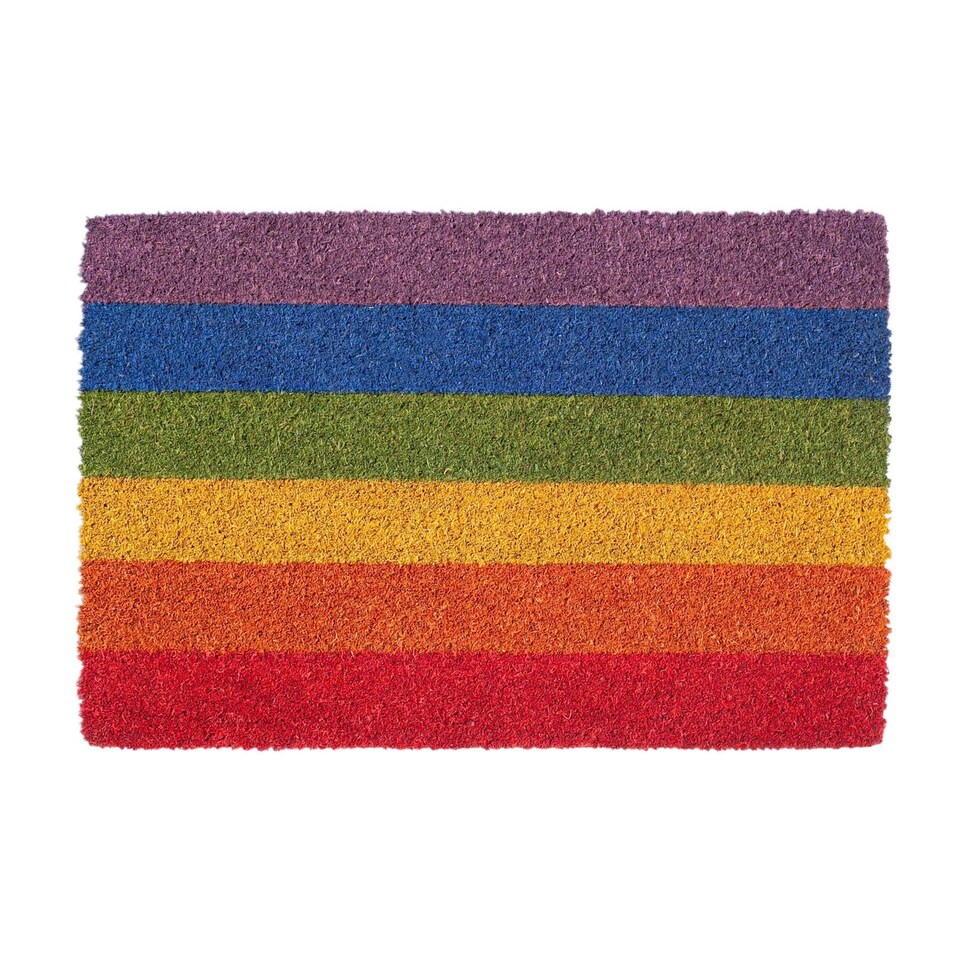 image 1 of Nicola Spring Coir Door Mat - 90 x 60cm - Rainbow - Indoor Outdoor Floor Mat Dirt Trapper Rug Non Slip Backing Doormat