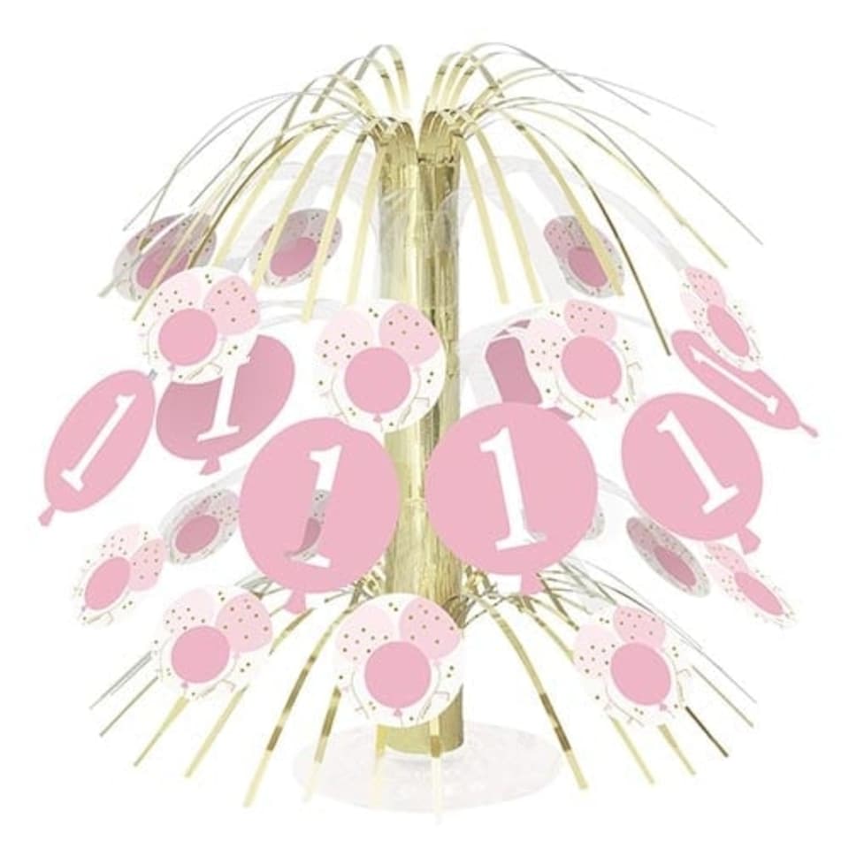 Pink 1st Birthday Cascade Centrepiece Table Decoration 21cm