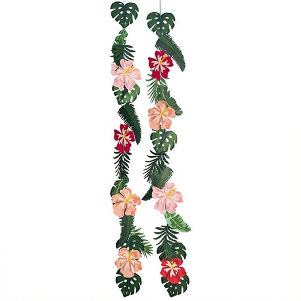 Tropical Leaves Hawaiian Hanging Garland Decoration 2.5m - Pack of 2