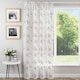 image 5 of Oasis Grey Embroidered Leaf Design Voile Panels - Pair 140 x 183cm (55x72")