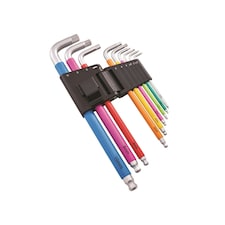 Faithfull Metric Multicoloured Hex Key Set, 9 Piece - Multi Colour - One Size