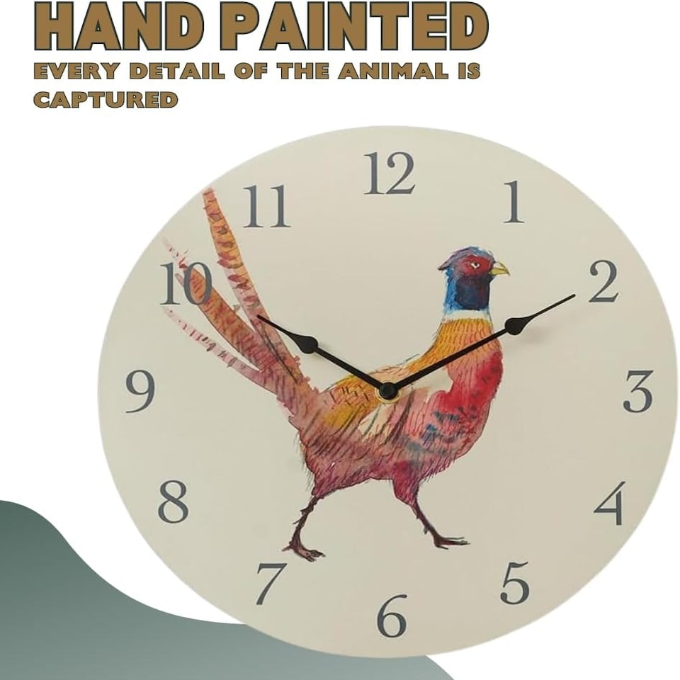 image 1 of Marco Paul 30cm Hand Painted Pheasant Clock Multi
