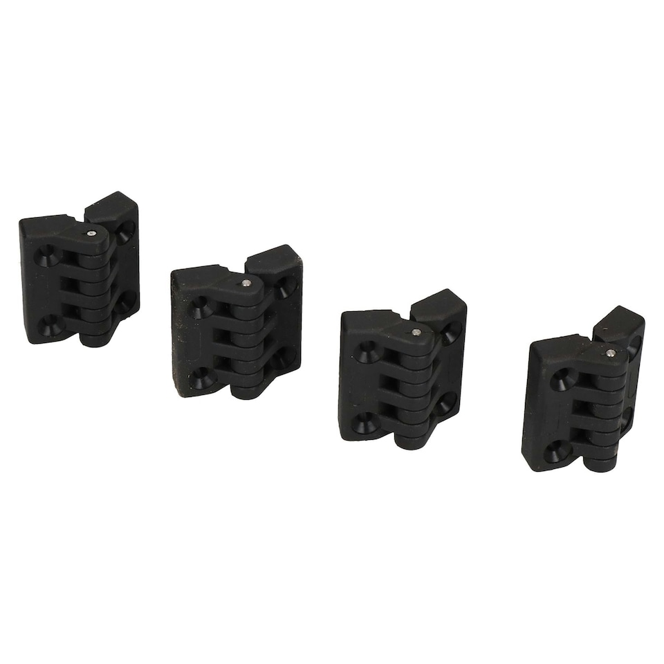 image 1 of 4 Pack Black Polyamide Hinge Reinforced Plastic 39x39mm Italian Made Industrial Black