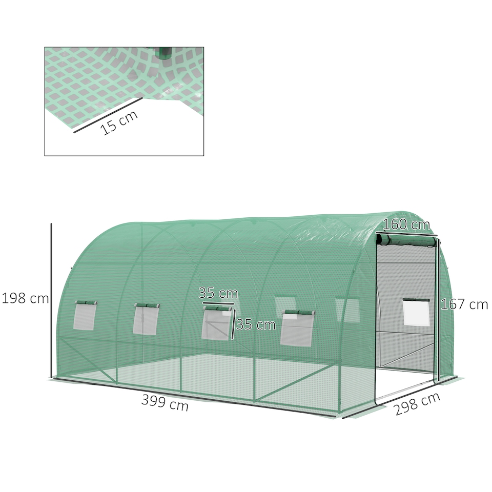 image 1 of Outsunny Polytunnel Green House with Sprinkler System, Wide Door, 4 x 3(m)