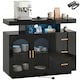 image 1 of HOMCOM High Gloss Sideboard with LED Lights, Power Outlets, Drawers