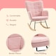 image 4 of HOMCOM Wingback Rocking Chair for Nursing w/ Steel Frame Pink