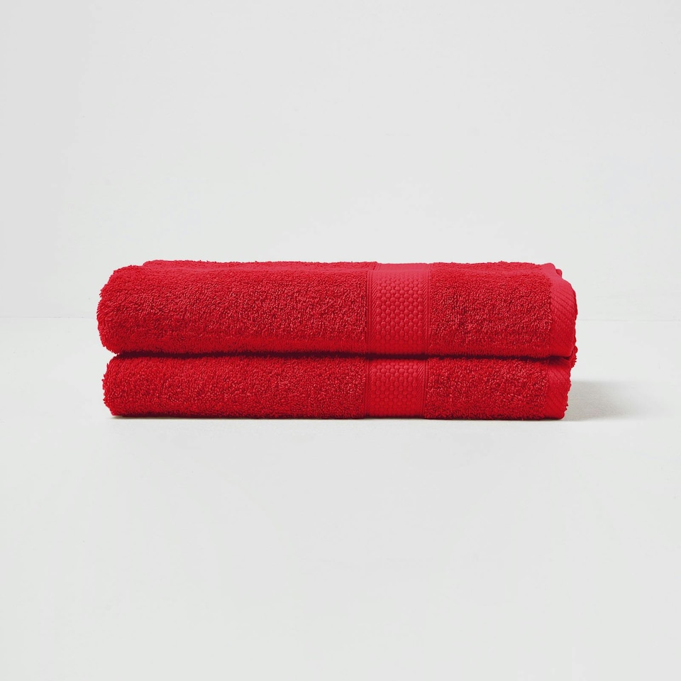 image 1 of Homescapes Turkish Cotton Bath Towel Set of 2 - Red | Red | Bath towel | 2