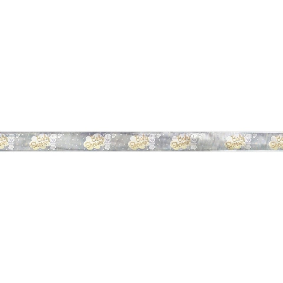 Unique Party Foil Teddy Bear Baby Shower Banner - Grey/Gold - One Size