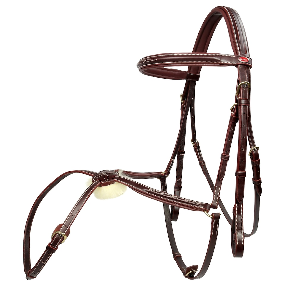 Whitaker Venice Leather Horse Bridle With Reins - Havana - Full