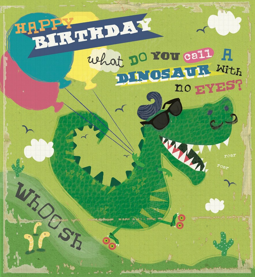 image 1 of Dinosaur Jokes Birthday Card - Funny Birthday Card