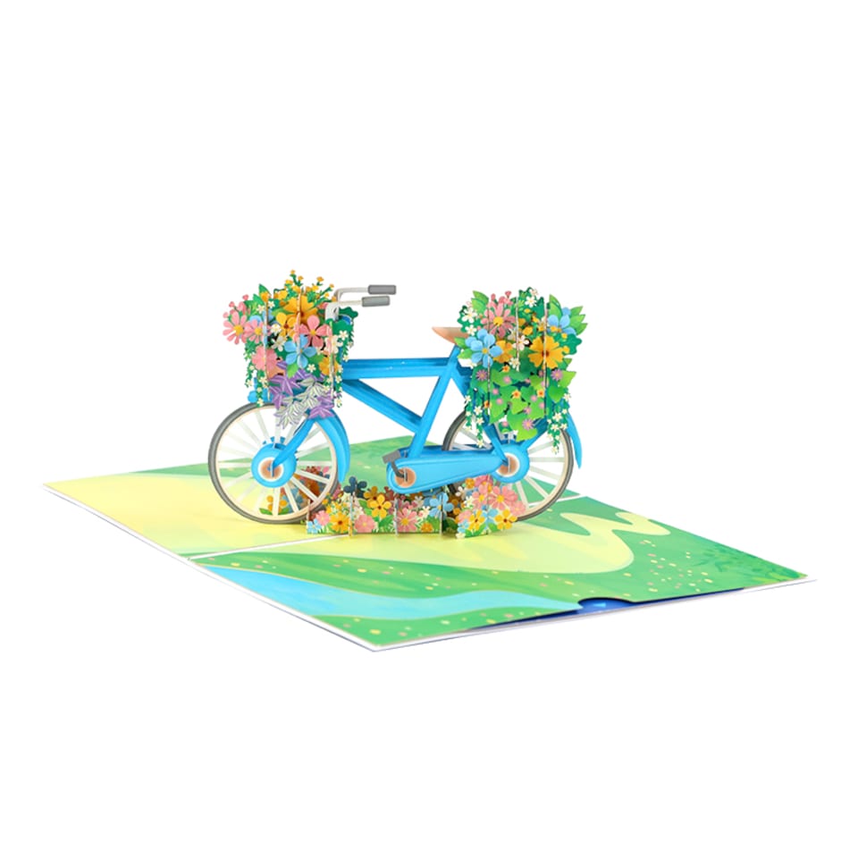 image 1 of Bicycle with Flower Baskets 3D Pop Up Greeting Card