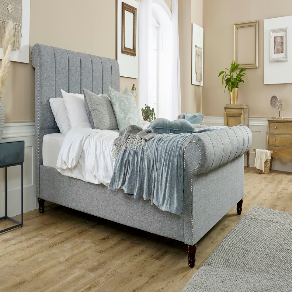 image 1 of Sally Linen Superking Bed Frame - Grey