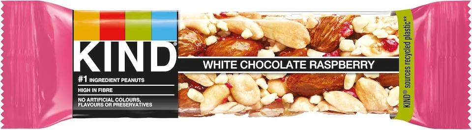 image 1 of Kind Bars, White Chocolate Raspberry, Healthy Snack, Gluten Free Snack Bars, No Artificial Colours, Flavours or Preservatives, Multipack 12 x 40g | Pink