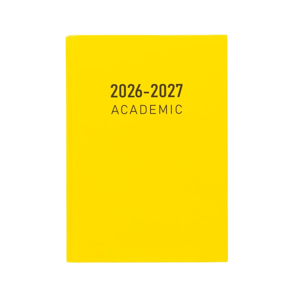 image 1 of 2026 2027 Academic Diary A5 Week to View - Mid Year Student Planner August 2026 to July 2027 - Hardback School College Organiser with Ribbon Bookmark (Yellow) | Yellow | Yellow