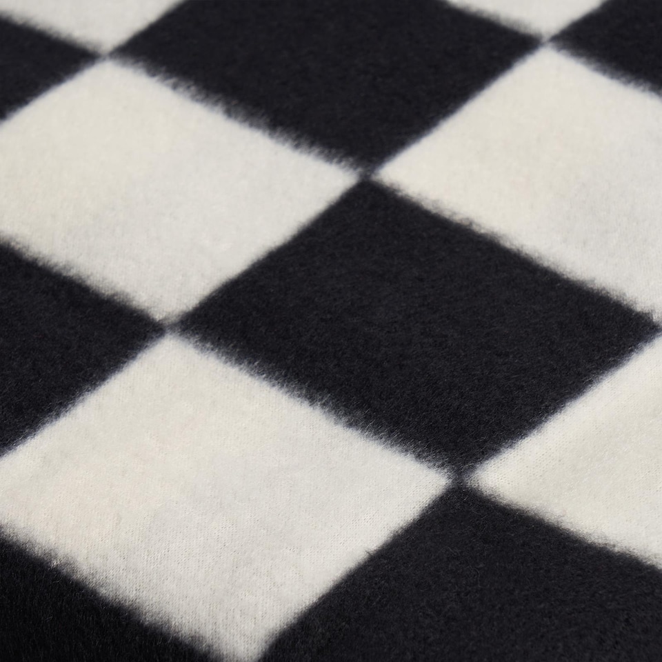 image 1 of OHS Checkerboard Polar Fleece Throw Blanket Lightweight Bedspread | Multi | Monochrome