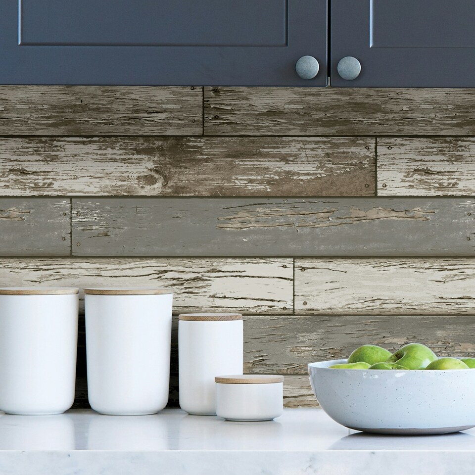 image 1 of NuWallpaper NU3669 Scrap Wood Peel & Stick Wallpaper, Beige Multi