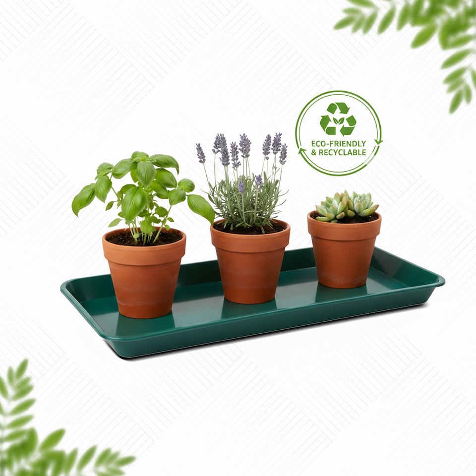 image 1 of 35cm Mini Windowsill Plant Tray Plastic Drip Tray for Indoor Outdoor Plant Pots Pack of 3