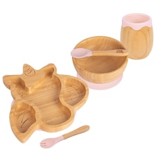 Tiny Dining 5pc Bamboo Unicorn Baby Weaning Set - Pastel Pink