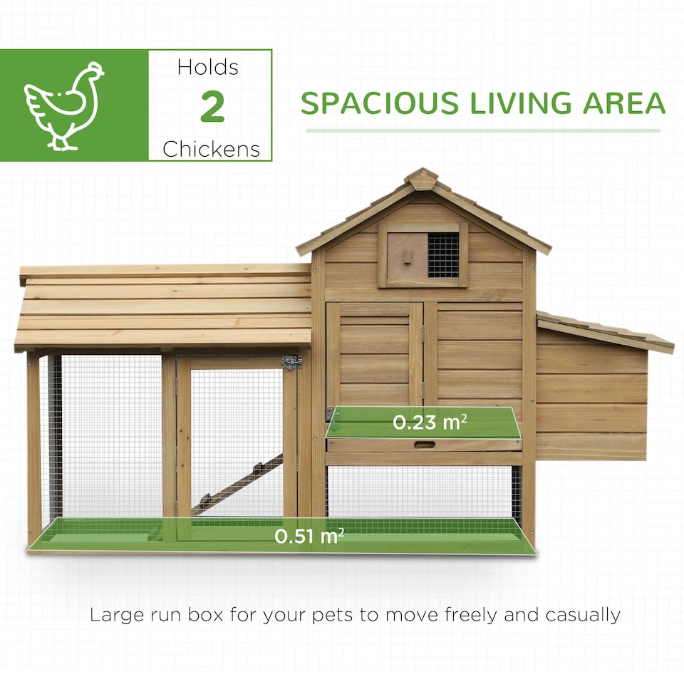 image 1 of PawHut Chicken Coop Hen Cage Small Animal Hutch Nesting Box Outdoor Run Natural