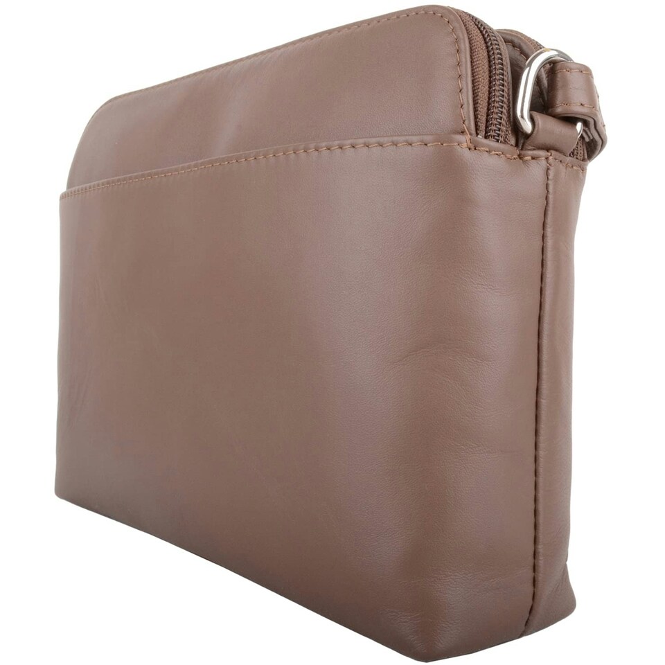 image 1 of Genuine Soft Leather Crossbody Shoulder Handbag with Adjustable Strap Brown | Toffee