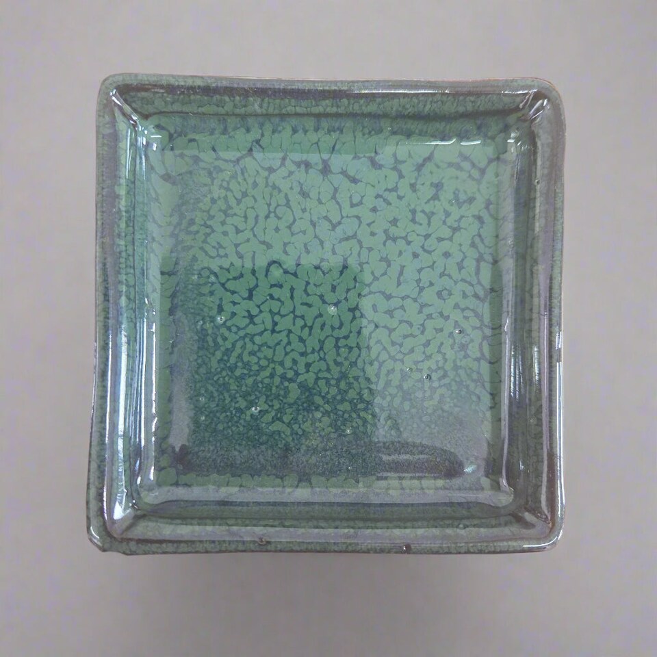 Yorkshire Bonsai 9cm Glazed Drip Tray Square Green