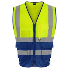 Pro RTX High Visibility Unisex Adults Executive Waistcoat - Hi Vis Yellow/Royal Blue - 4XL