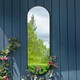image 2 of The Vultus - New Black Metal Framed Double Arched Garden Wall Mirror 71" X 24" (180CM X 60CM) Suitable for Outside and Inside Black