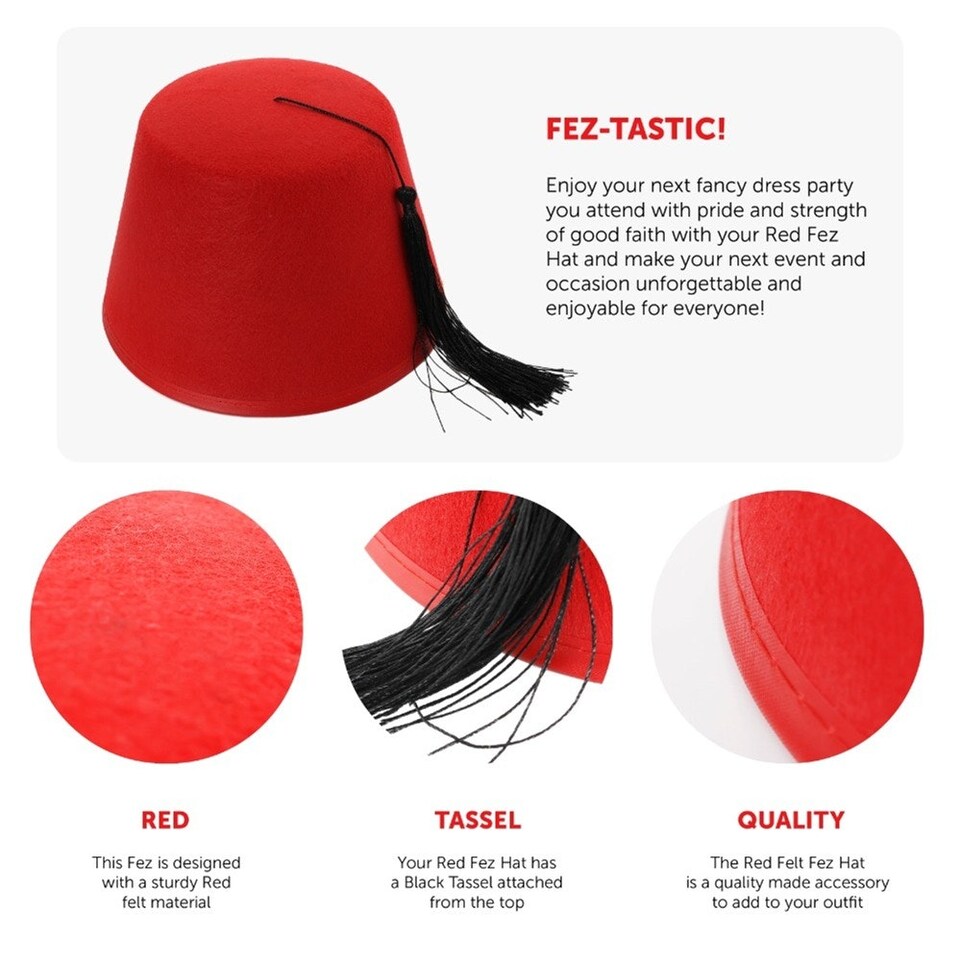 image 1 of Pack of 24 Deluxe Red Fez Hat Red | One Size