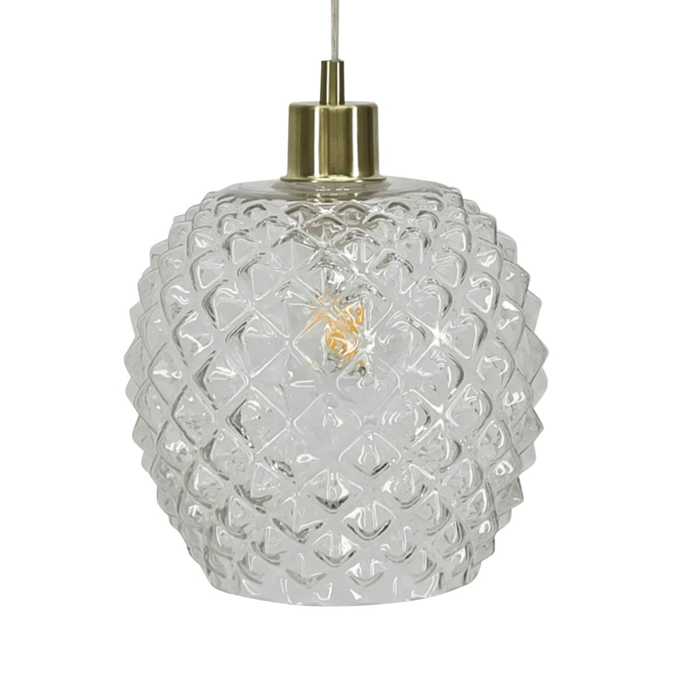 image 1 of First Choice Lighting Set of 2 Baine Clear Textured Glass with Satin Brass Pendant Fittings Bronze | Red