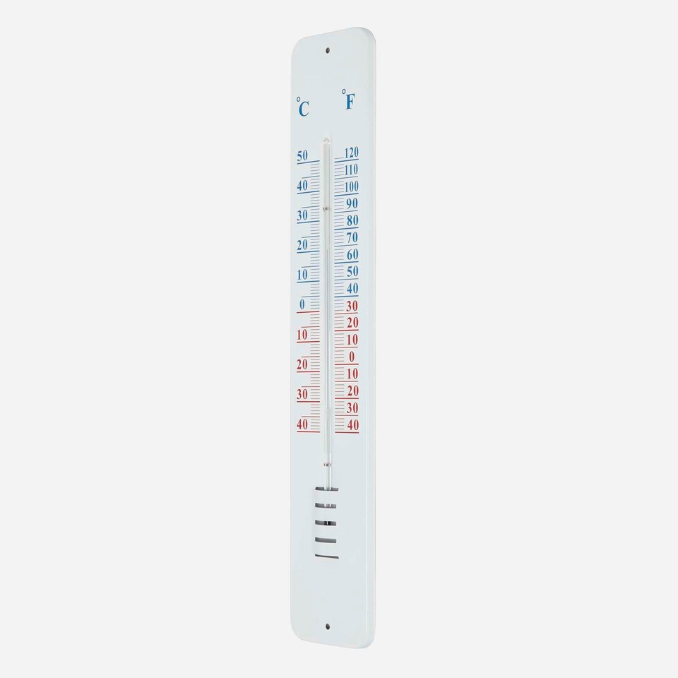 image 1 of Homescapes Silver Metal Wall Thermometer, 45 cm