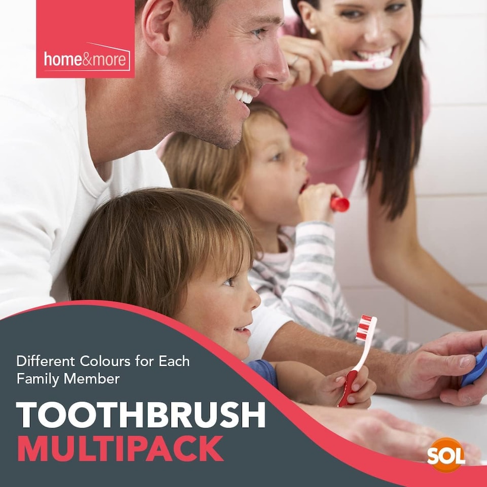 image 1 of 8pk Manual Toothbrush Set for Adults Soft Nylon Bristles, Assorted Colours, Ideal for Smokers & Daily Oral Care, Family Value Pack
