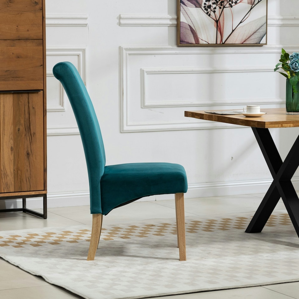 image 1 of Rimini Velvet Fabric Dining Chairs - Set of 2 - Teal