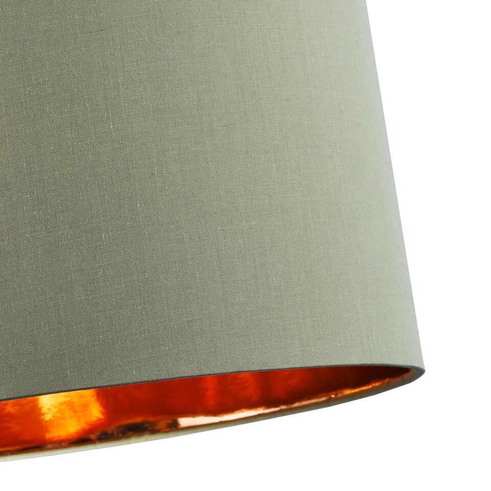 image 1 of Contemporary Olive Cotton 12" Table/Pendant Lamp Shade with Shiny Copper Inner | Green | Olive Green | 1