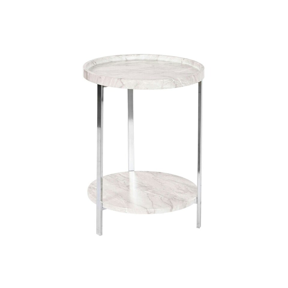 image 1 of Side table DKD Home Decor White Silver Metal MDF Wood 40 x 40 x 53 cm N/A