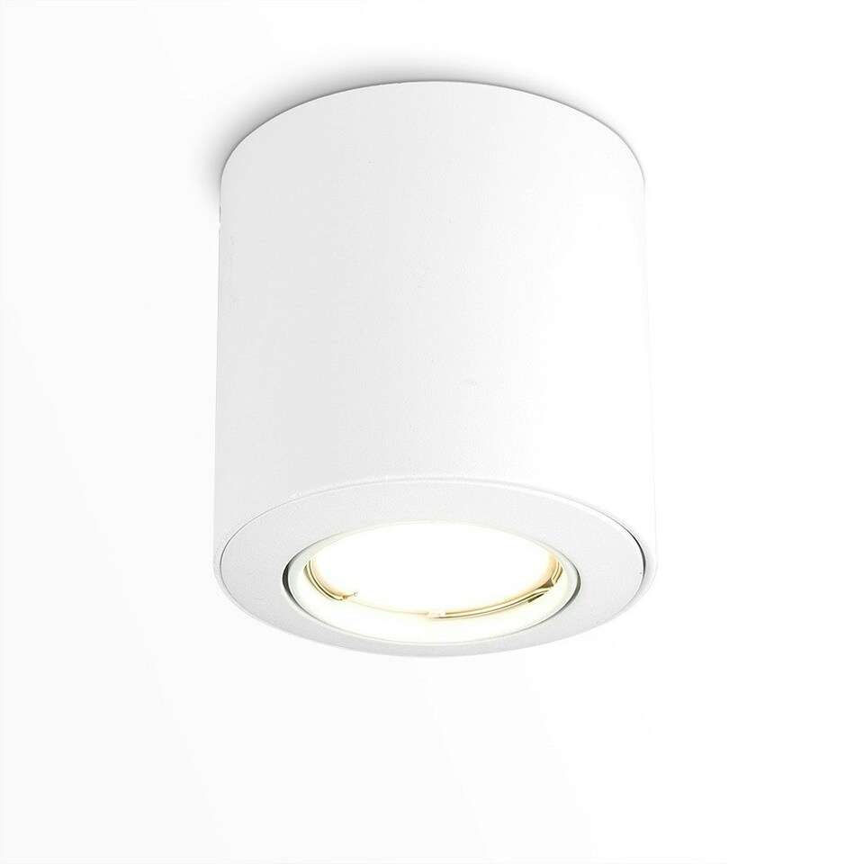 image 1 of ValueLights 4 x GU10 White Tiltable Surface Mounted Ceiling Spotlight Downlights - Complete with 4 x 5W GU10 Warm White LED Bulbs