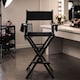 image 6 of Professional Black Wooden Folding Director Makeup Chair with 2 Storage Pouches | Black