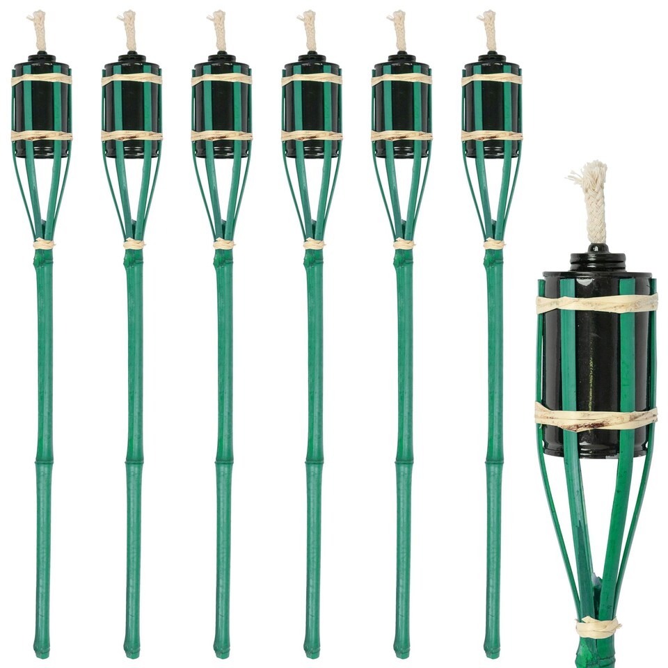 image 1 of Harbour Housewares Bamboo Garden Fire Torches - 60cm - Green - Pack of 6