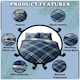 image 2 of VELVETIO Diagonal Check Complete Duvet Cover Set with Fitted Sheet Breathable Bedding Quilt Blue | King