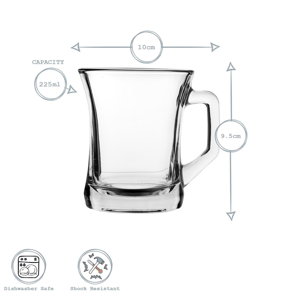 image 1 of LAV Zen+ Glass Coffee Mugs - 225ml - Clear - Pack of 6 | Clear | Clear