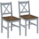 image 1 of HOMCOM Dining Chairs Set of 2, Pine Wood Frame, Cross Back for Kitchen Grey