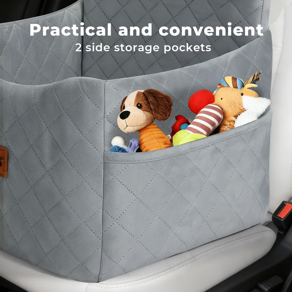 image 1 of Skylos Pet Booster Dog Car Seat Travel Carrier Bed Bag Basket Puppy | Grey | Grey