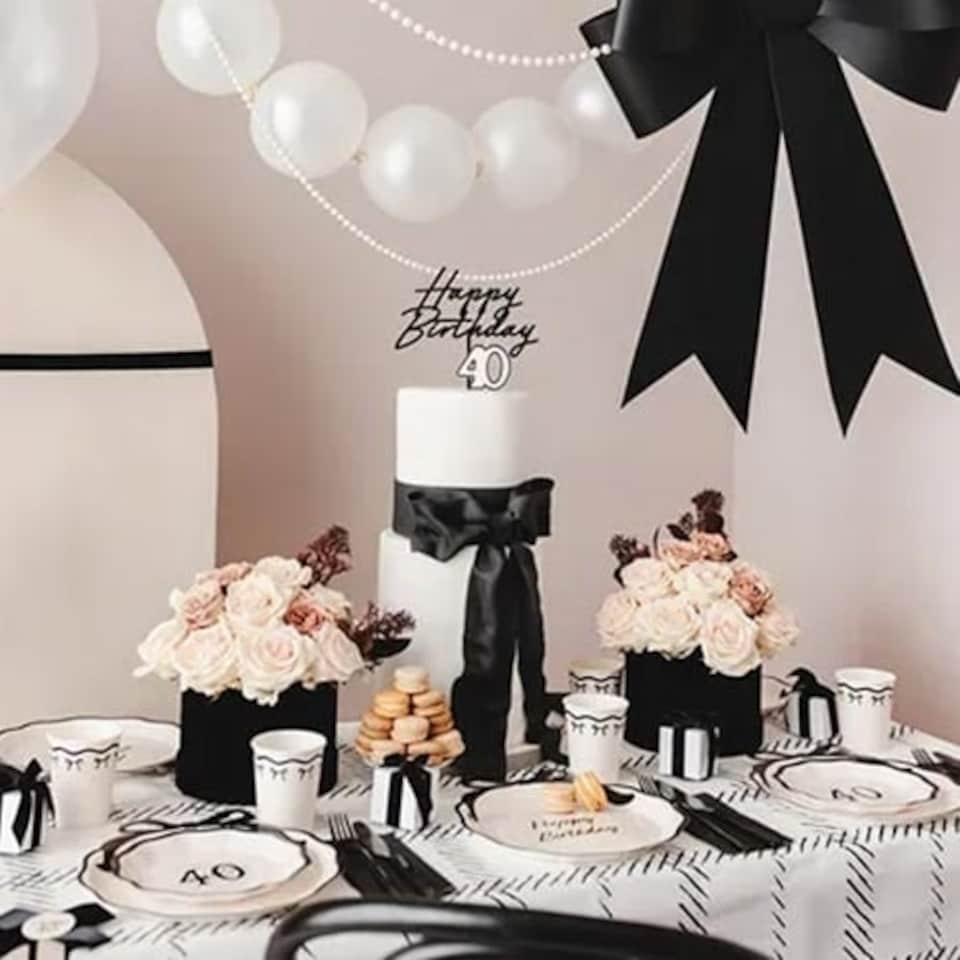 image 1 of Hello 40 Elegant Milestone Birthday Round Paper Plates 18cm - Pack of 6 | Multi