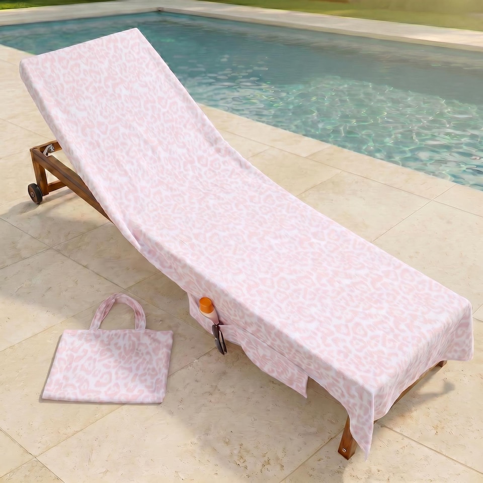image 1 of OHS Leopard Beach Towel with Bag Quick Dry Absorbent Travel Spa
