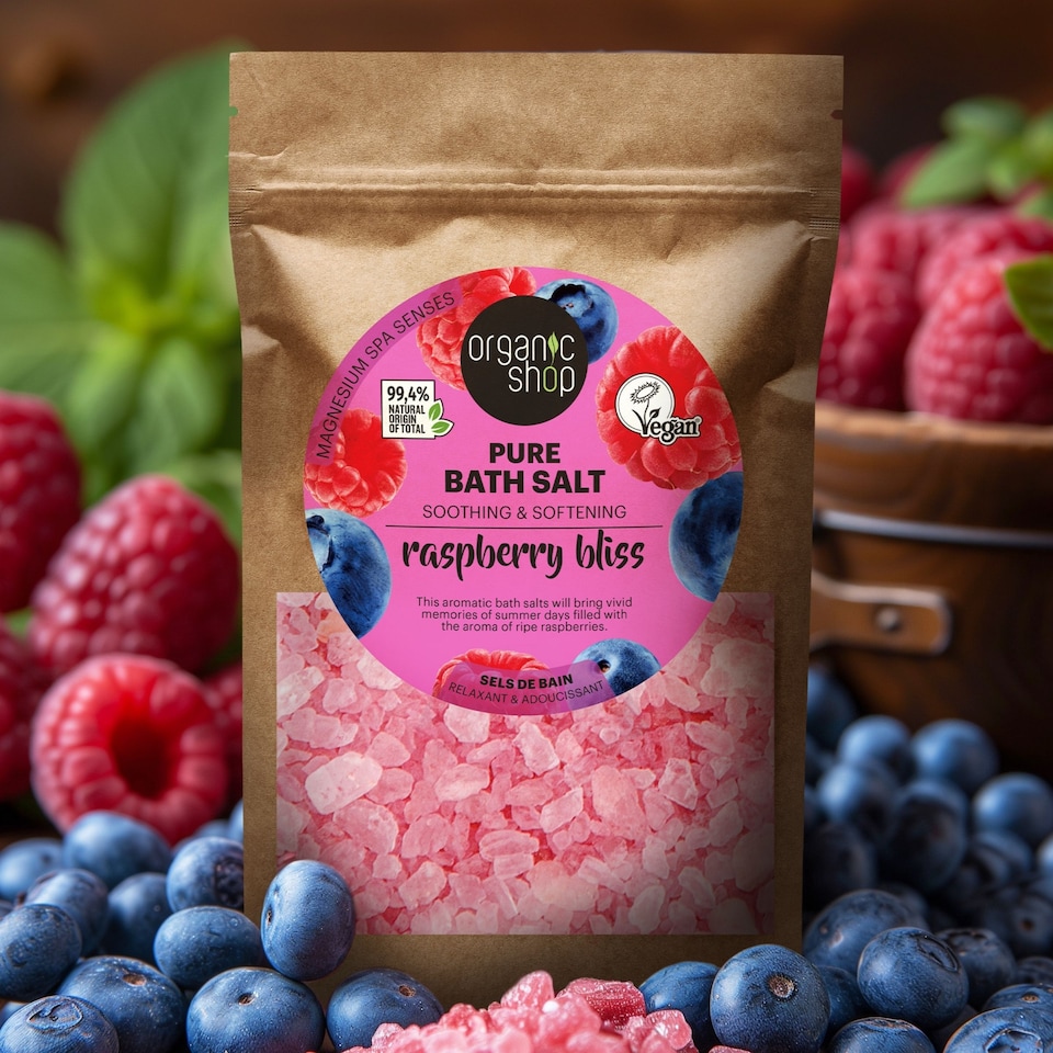 image 1 of Organic Shop Raspberry Bliss Pure Bath Salt 500g