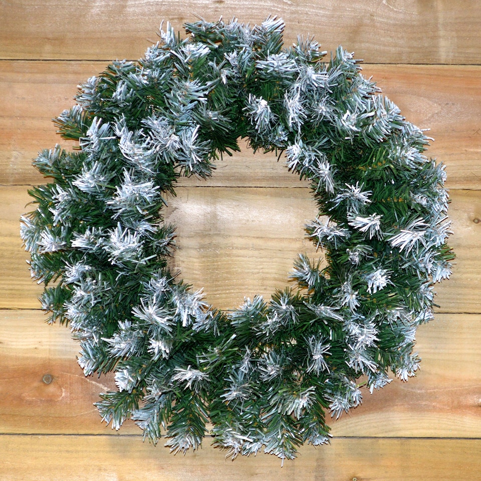image 1 of 55cm Premier Christmas Snow Tipped Green Pine PVC Door Wreath
