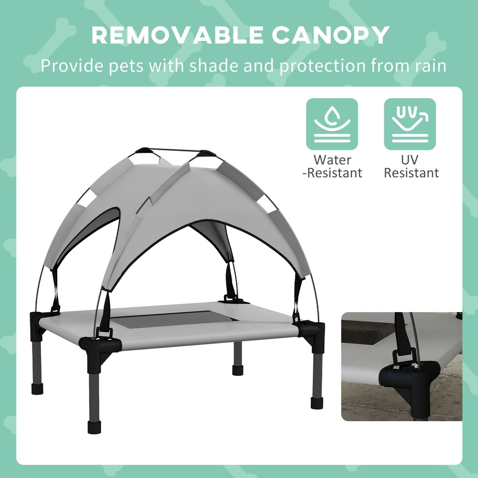 image 1 of PawHut Cooling Raised Dog Bed w/ Breathable Mesh, for Mini, S Dogs - Light Grey